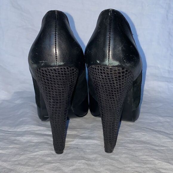 WESTIES Powell Black Leather and Suede Snakeskin Vamp Oxford Pump-10 - Picture 4 of 7